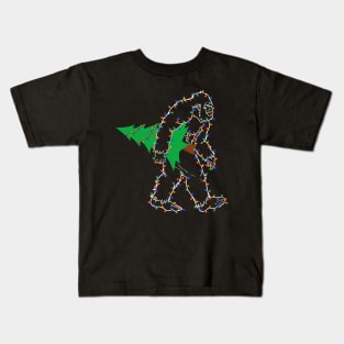 Bigfoot Christmas Tree Light Kids T-Shirt